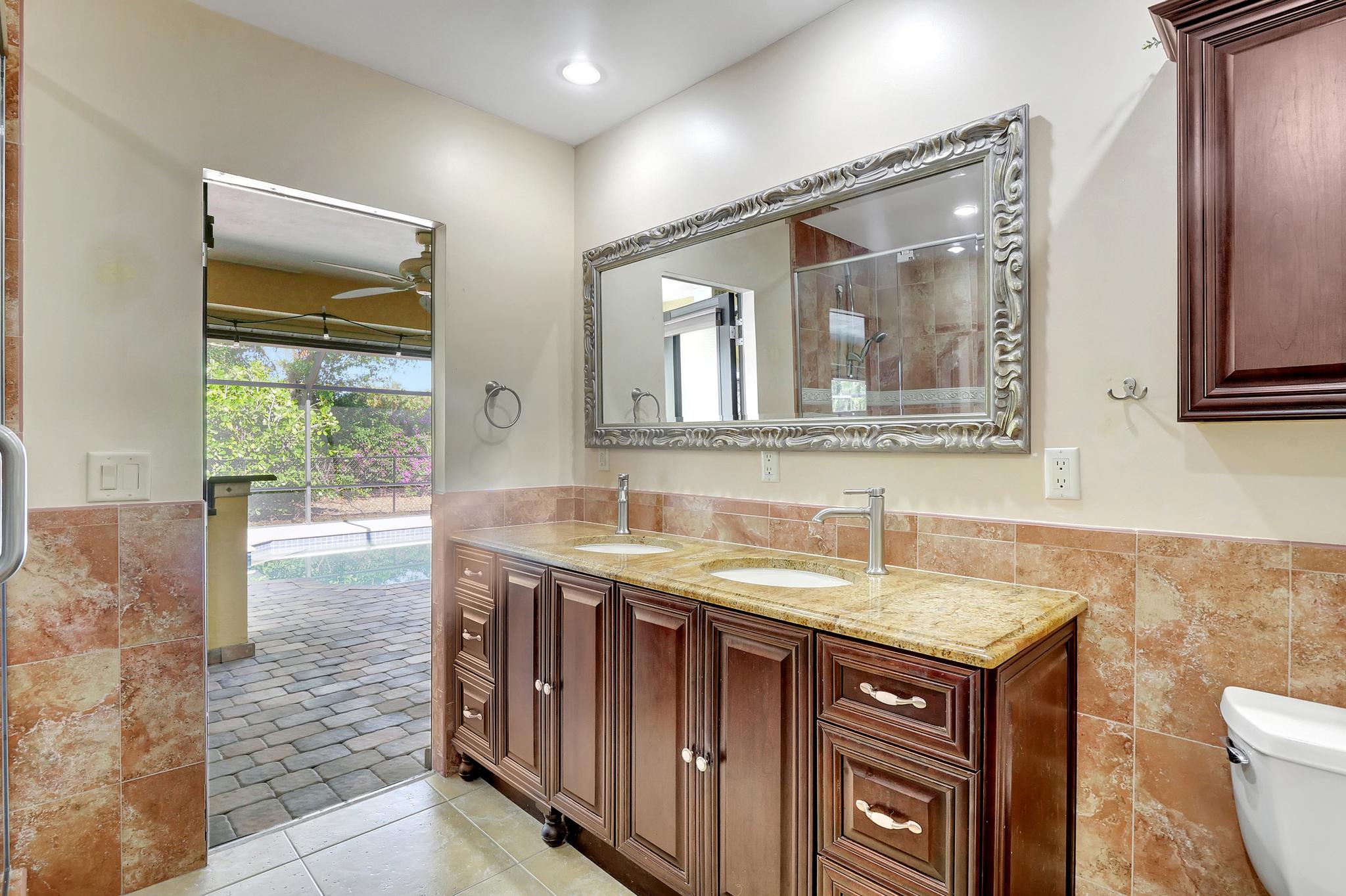 The Main Bathroom Is Also the Pool Bath